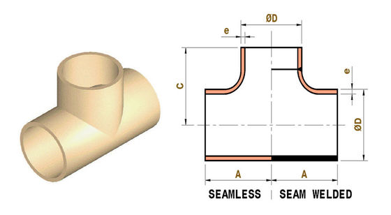 ASTM A234 WPB ASME B16.9  Reducing Tee 3000 PSI High Pressure Fitting On Sale